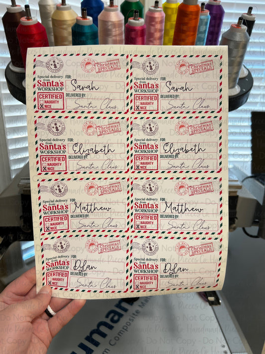 Delivered by Santa Claus Present Stickers