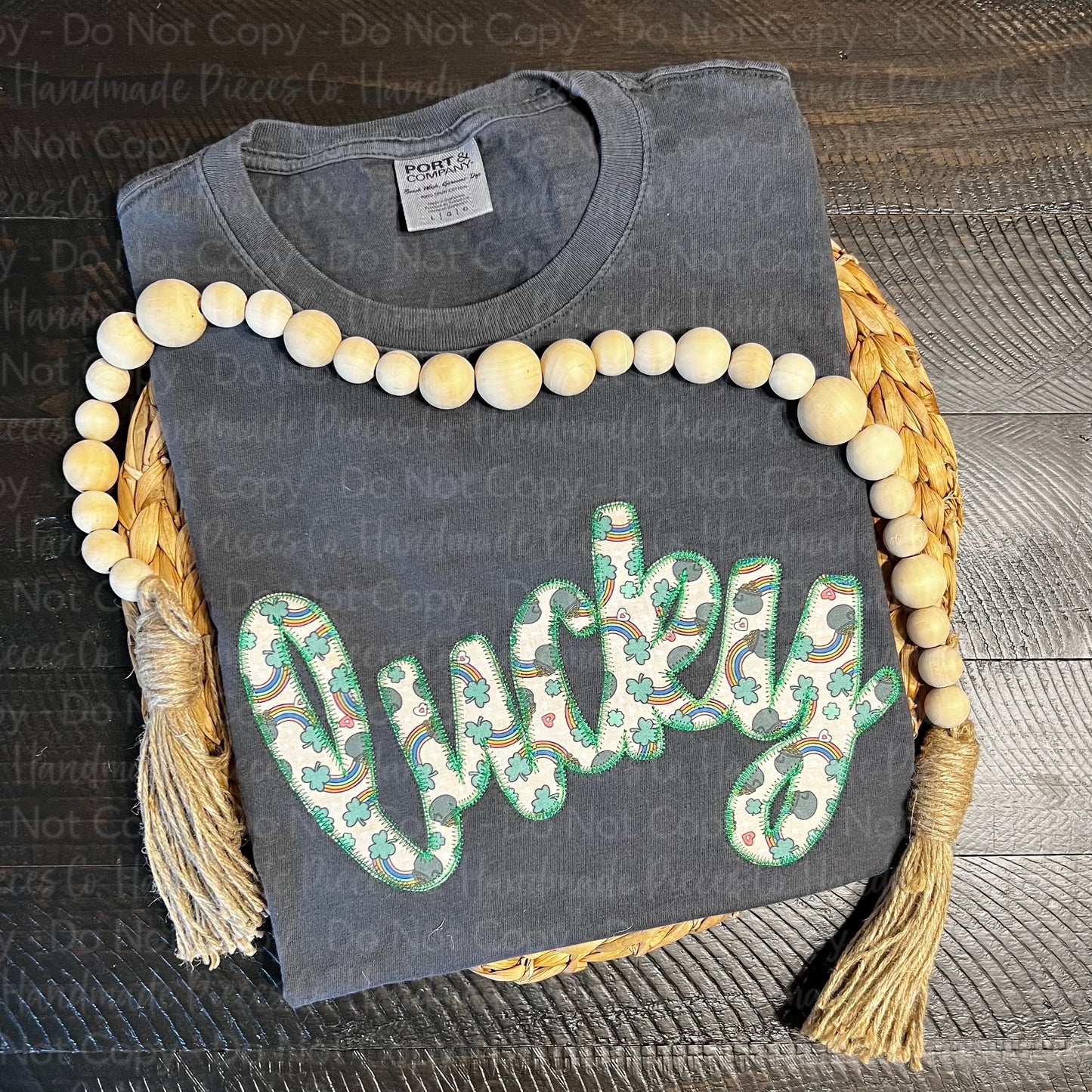 Lucky Applique Embroidered Garment, Script - Youth/Adult