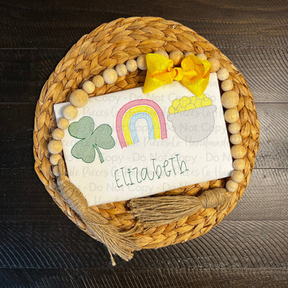 Shamrock Rainbow Gold Embroidered Garment, Name Optional - Youth