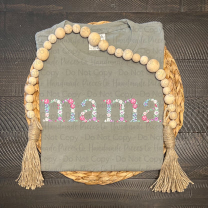 Custom Floral Name Embroidered Garment - Adult