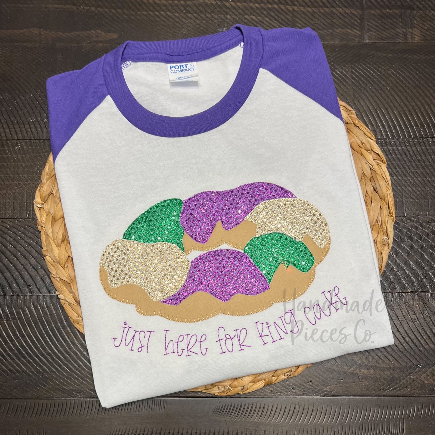 Sample Collection - King Cake Embroidered Applique Raglan- Size Adult Large
