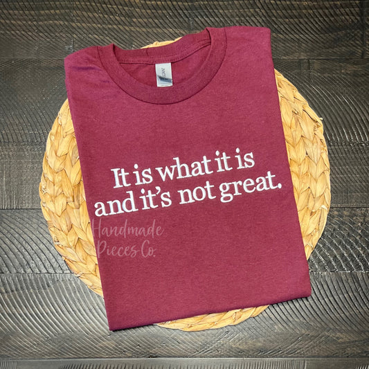Sample Collection - It is What it is and it's not great Embroidered Tee - Size Adult Medium