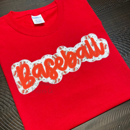 Baseball Outline Embroidered Applique Garment - Youth/Adult