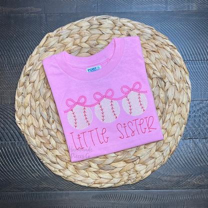 Baseball/Softball Trio with Bows Embroidered Shirt, Name Optional - Youth