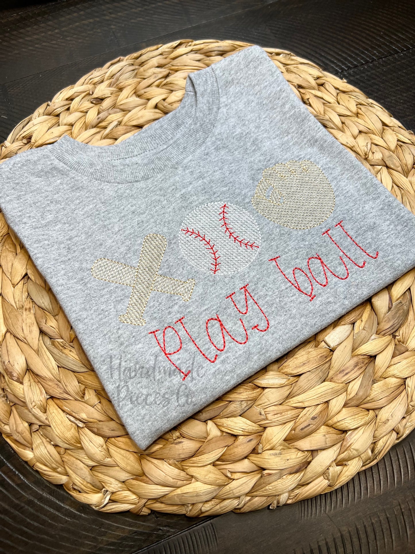 Bats Ball Glove Embroidered Shirt, Name Optional - Youth