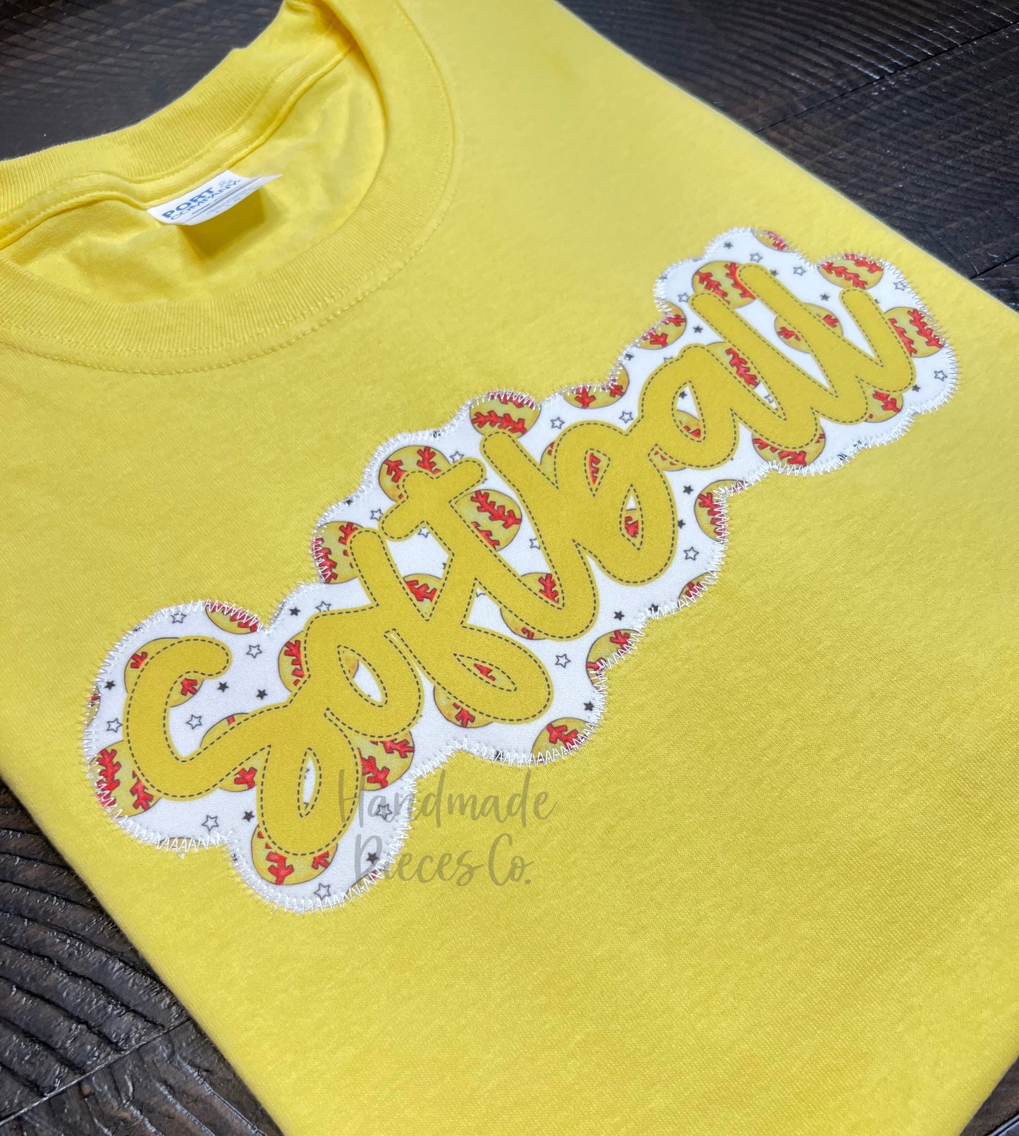 Softball Outline Embroidered Applique Garment - Youth/Adult