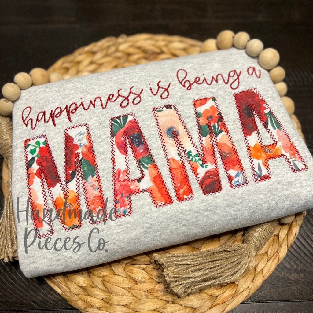 Happiness is Being A (Custom Name) Embroidered Applique Garment - Adult