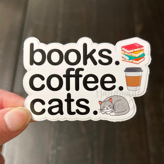 Books Coffee Cats - Vinyl Sticker