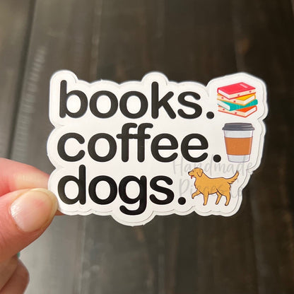 Books Coffee Dogs - Vinyl Sticker