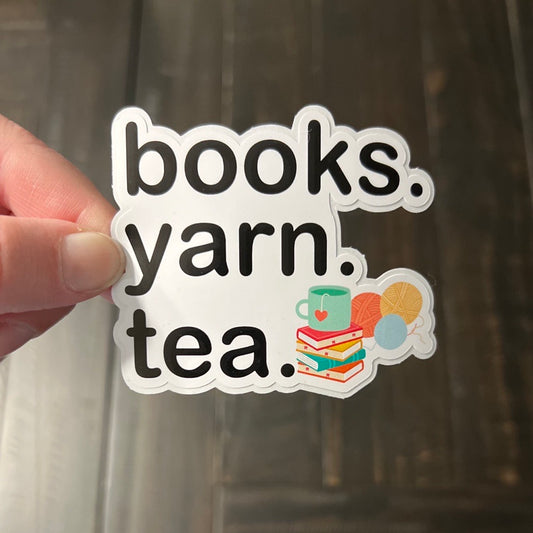 Books Yarn Tea - Vinyl Sticker