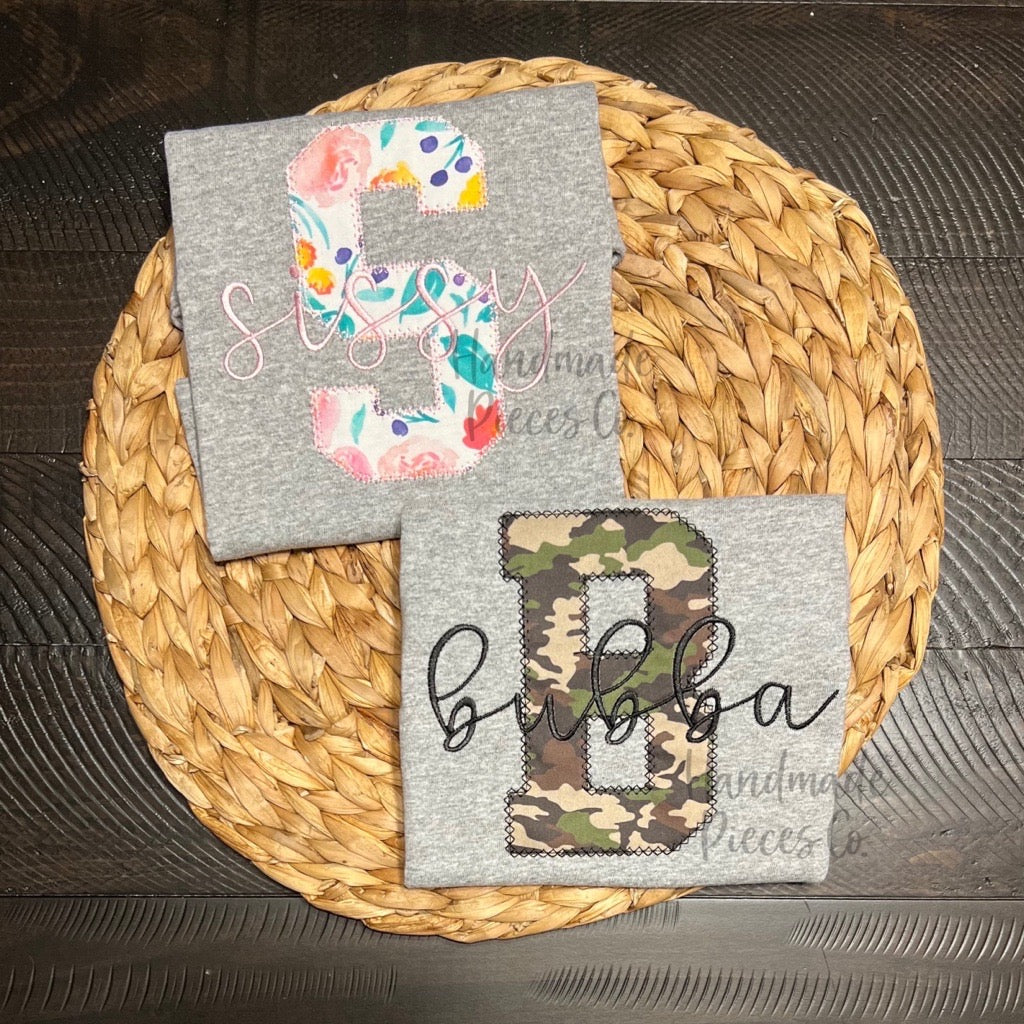 Custom Name Embroidered Appliqué with Initial Garment - Youth and Adult