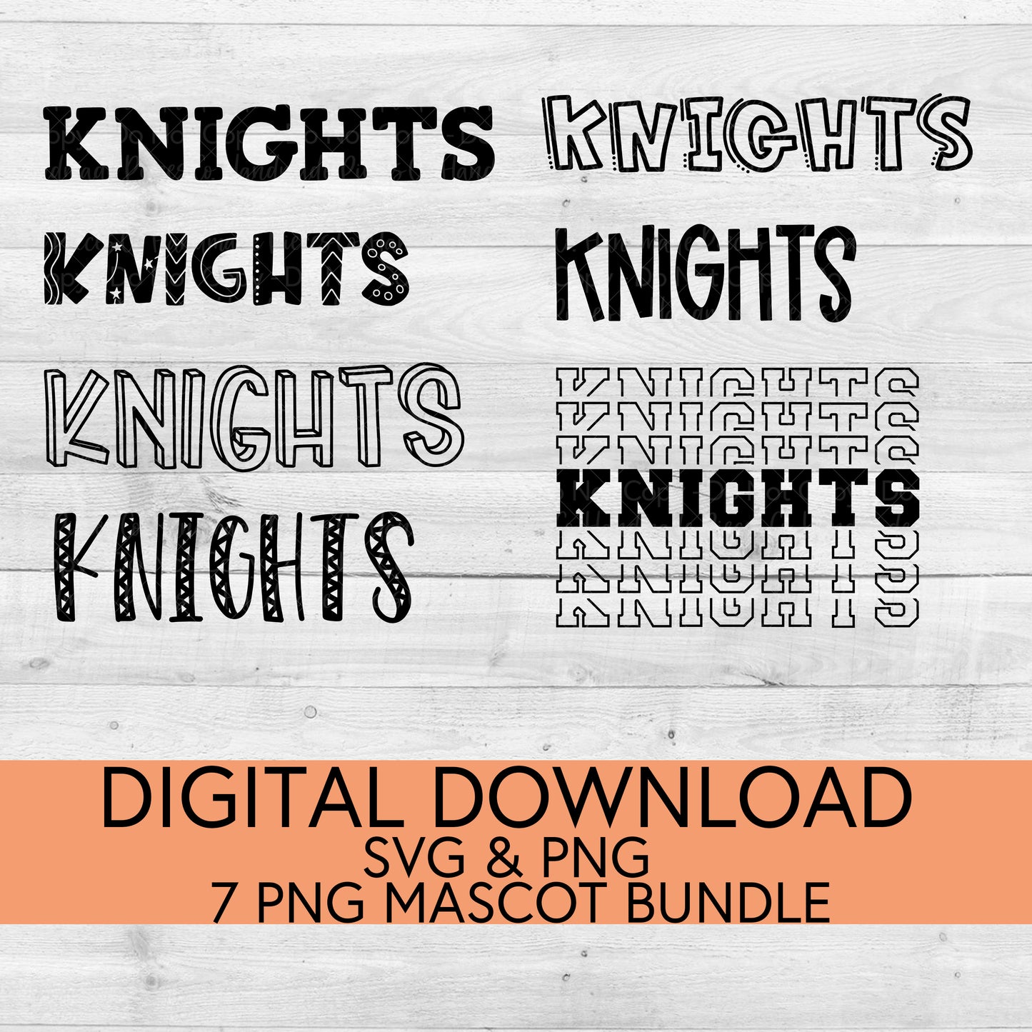 Knights School Mascot PNG/SVG Bundle - Digital Download