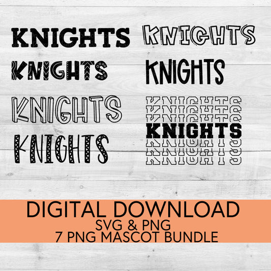 Knights School Mascot PNG/SVG Bundle - Digital Download