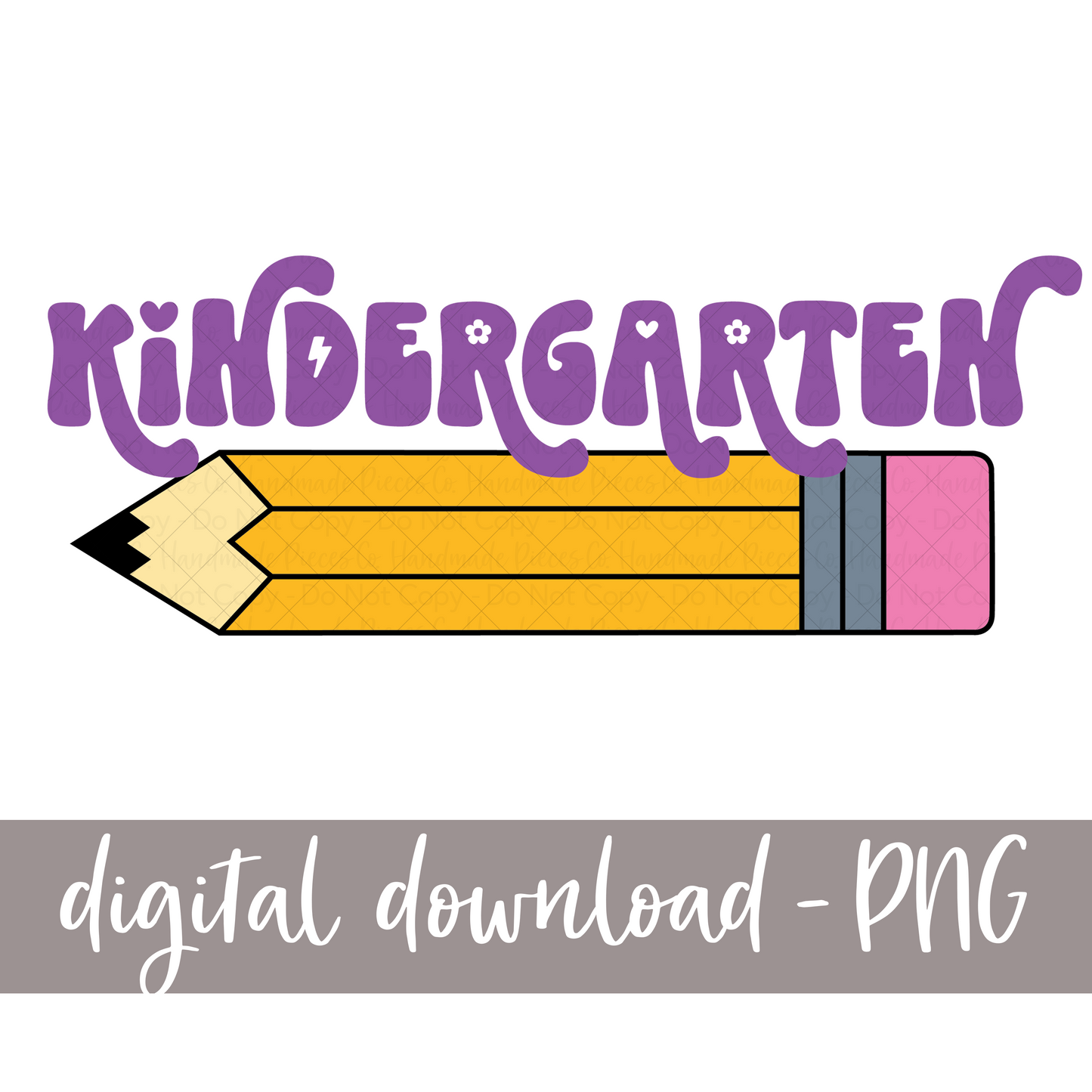 Kindergarten, Pencil - (Retro Font)