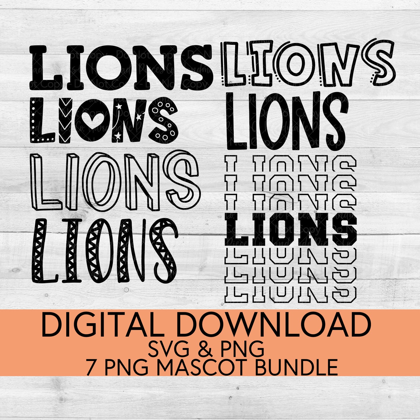 Lions School Mascot PNG/SVG Bundle - Digital Download