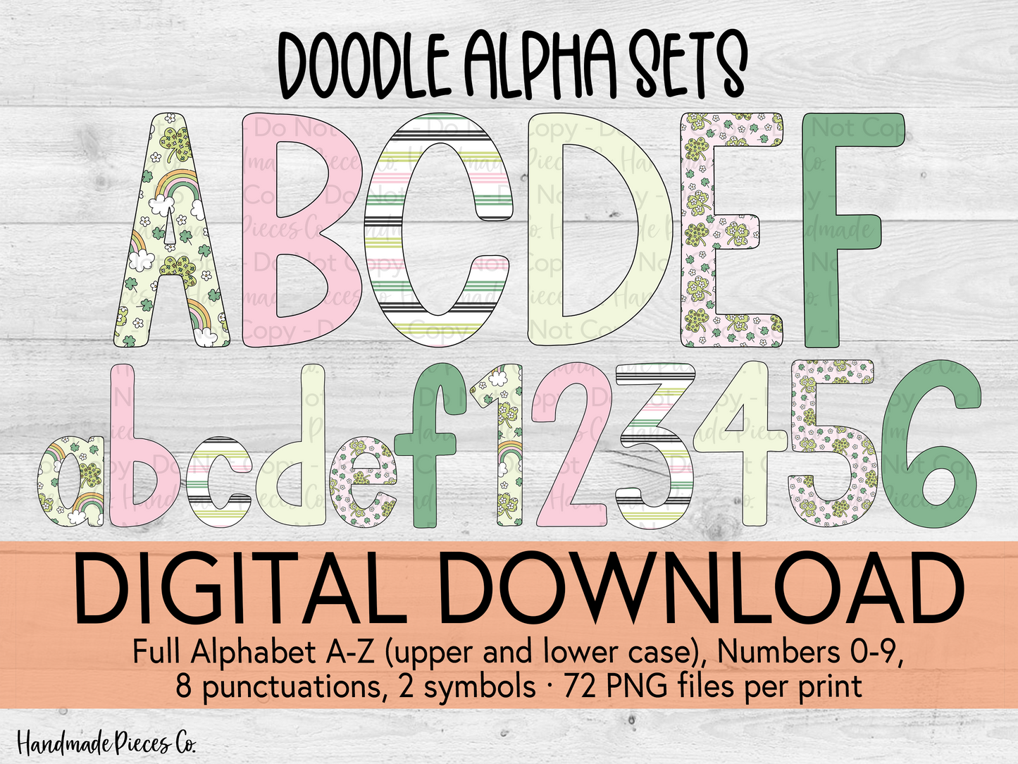 St. Patrick's Day Doodle Alpha Set - Digital Download