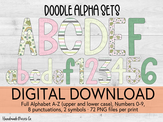St. Patrick's Day Doodle Alpha Set - Digital Download