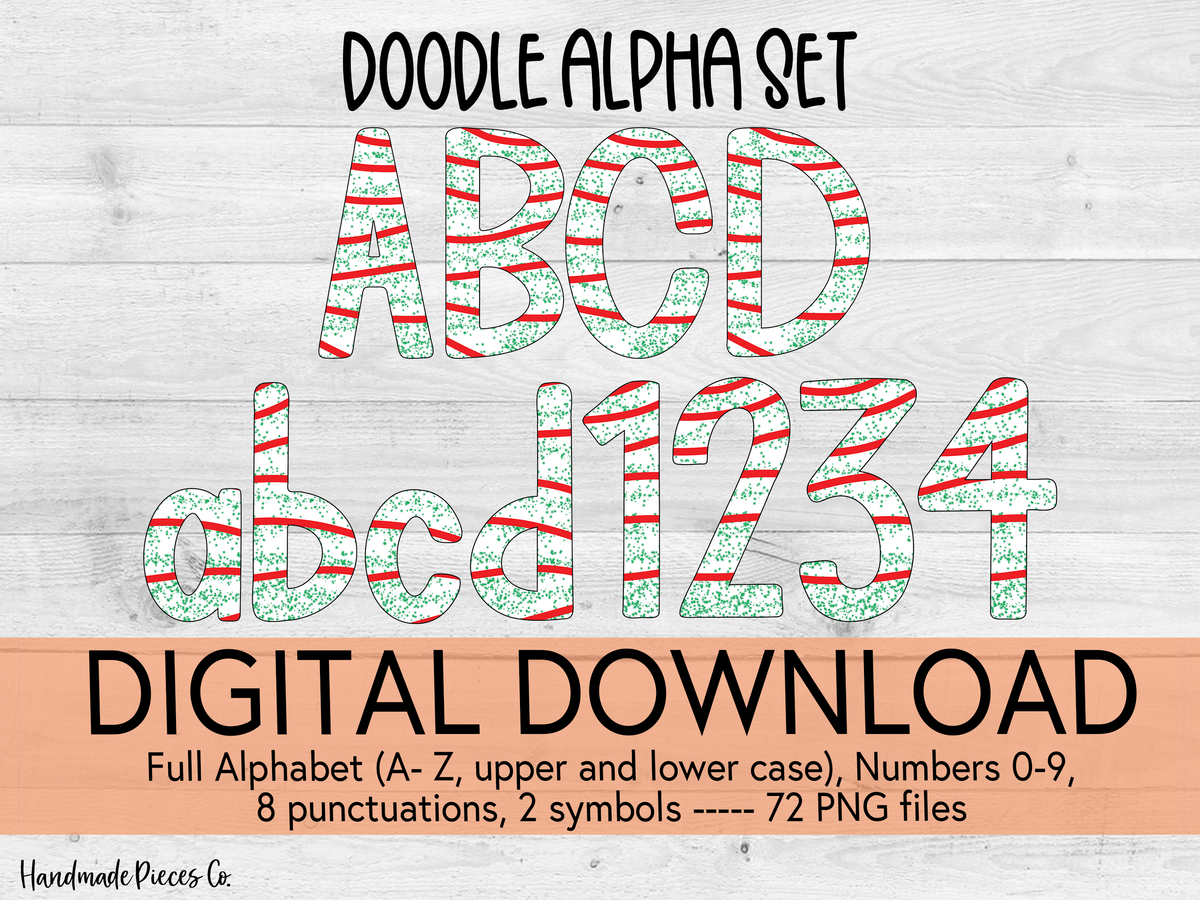 Christmas Tree Cakes Alpha Set - Digital Download