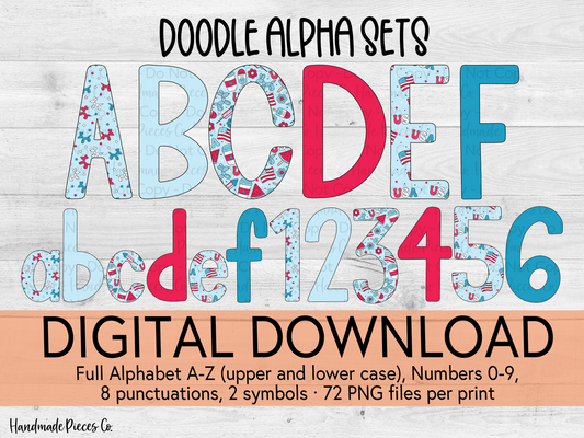 Bright Stars and Stripes Alpha Set, Blue Base - Digital Download