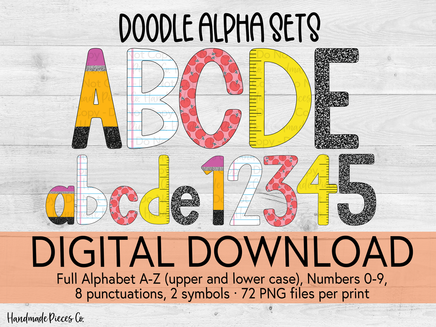 School Themed Alpha Set - Digital Download
