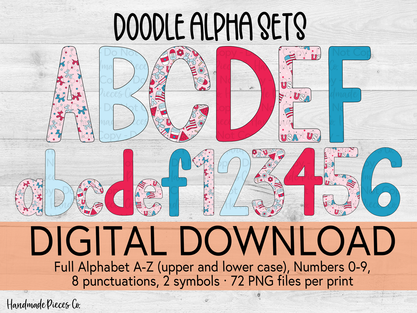 Bright Stars and Stripes Alpha Set, Red Base - Digital Download