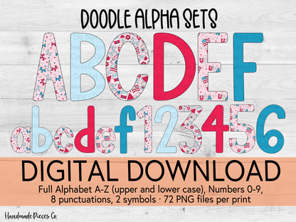 Bright Stars and Stripes Alpha Set, Red Base - Digital Download