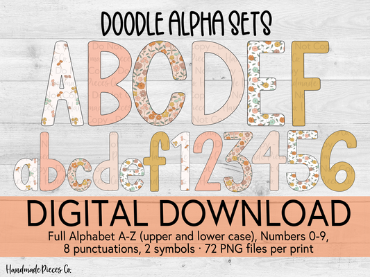 Floral Alpha Set, Bohemian Spring - Digital Download