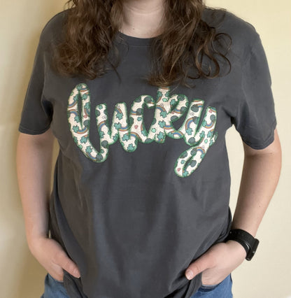 Lucky Applique Embroidered Garment, Script - Youth/Adult