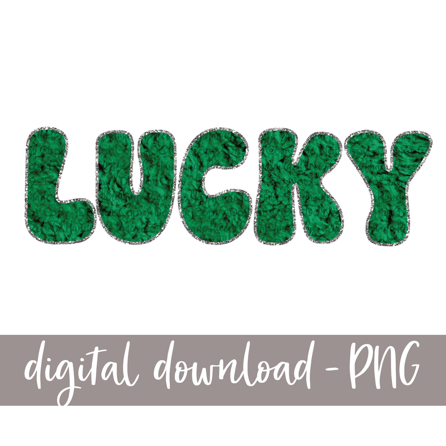 Lucky, Faux Green Chenille - Digital Download
