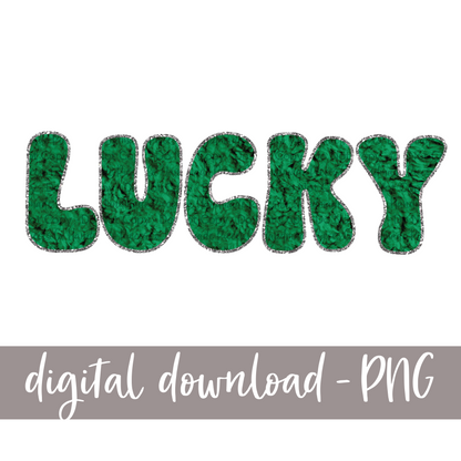 Lucky, Faux Green Chenille - Digital Download