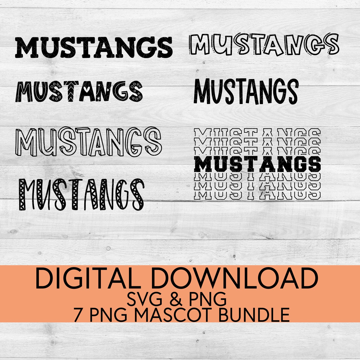 Mustangs School Mascot PNG/SVG Bundle - Digital Download
