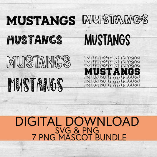 Mustangs School Mascot PNG/SVG Bundle - Digital Download