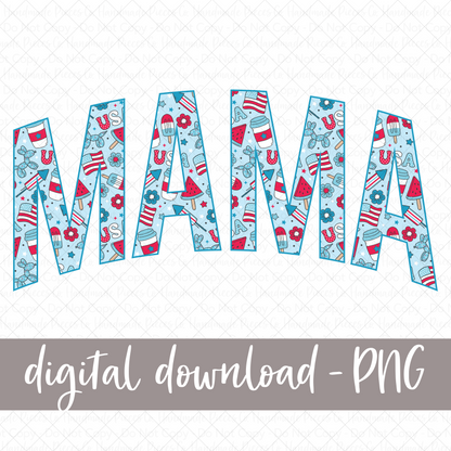 Mama, Blue Patriotic PNG, Arched - Digital Download