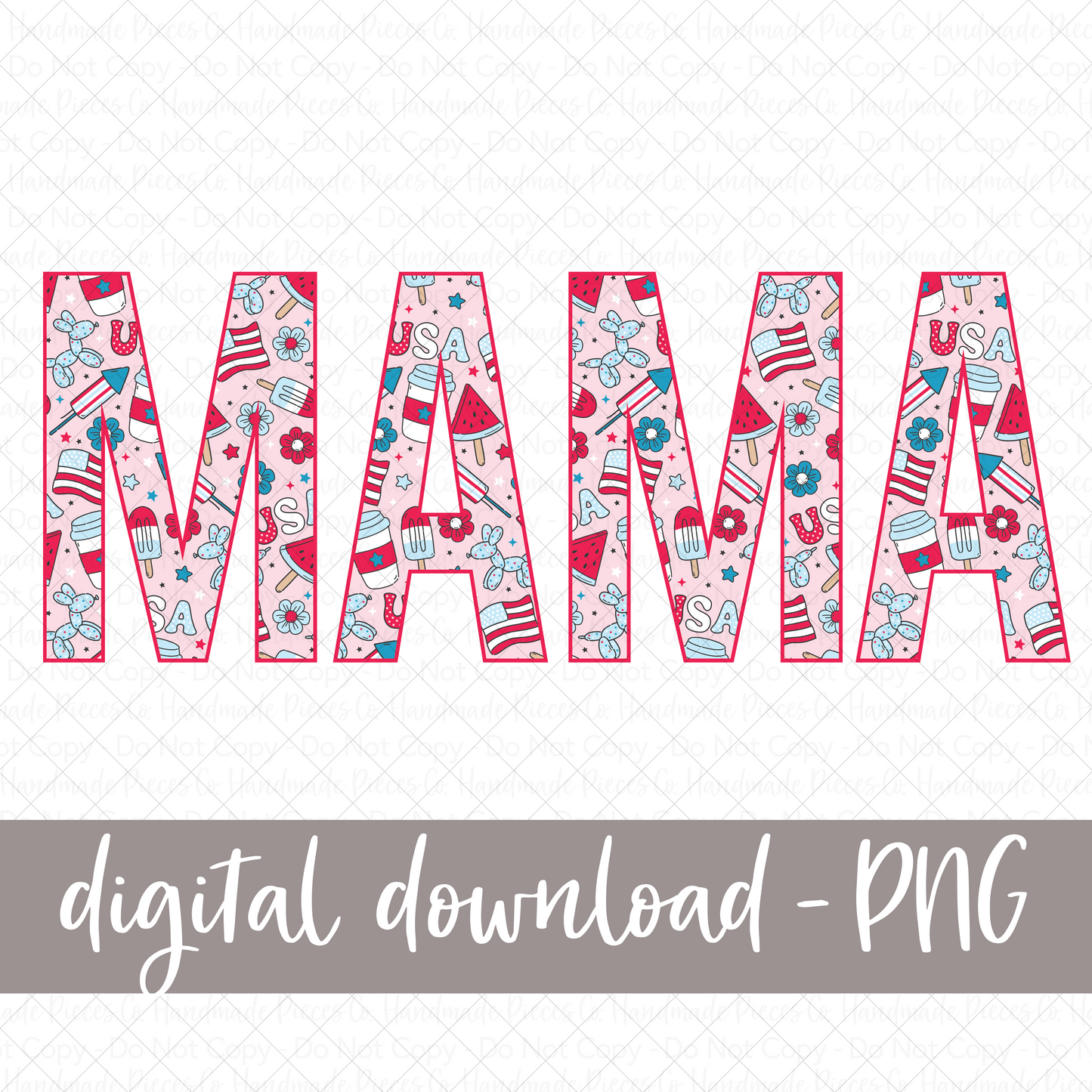 Mama, Red Patriotic PNG - Digital Download