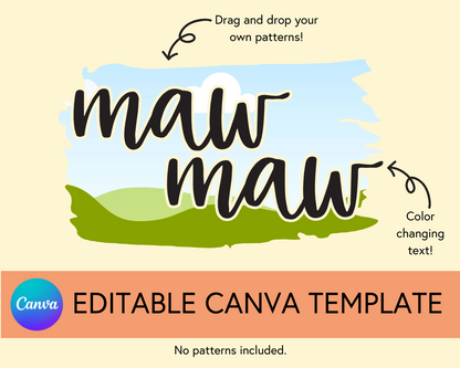 MawMaw Canva Template, Brushstroke and Round - Digital Download