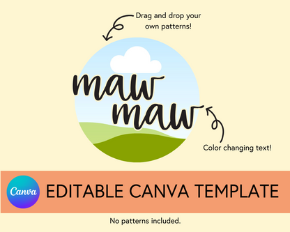 MawMaw Canva Template, Brushstroke and Round - Digital Download
