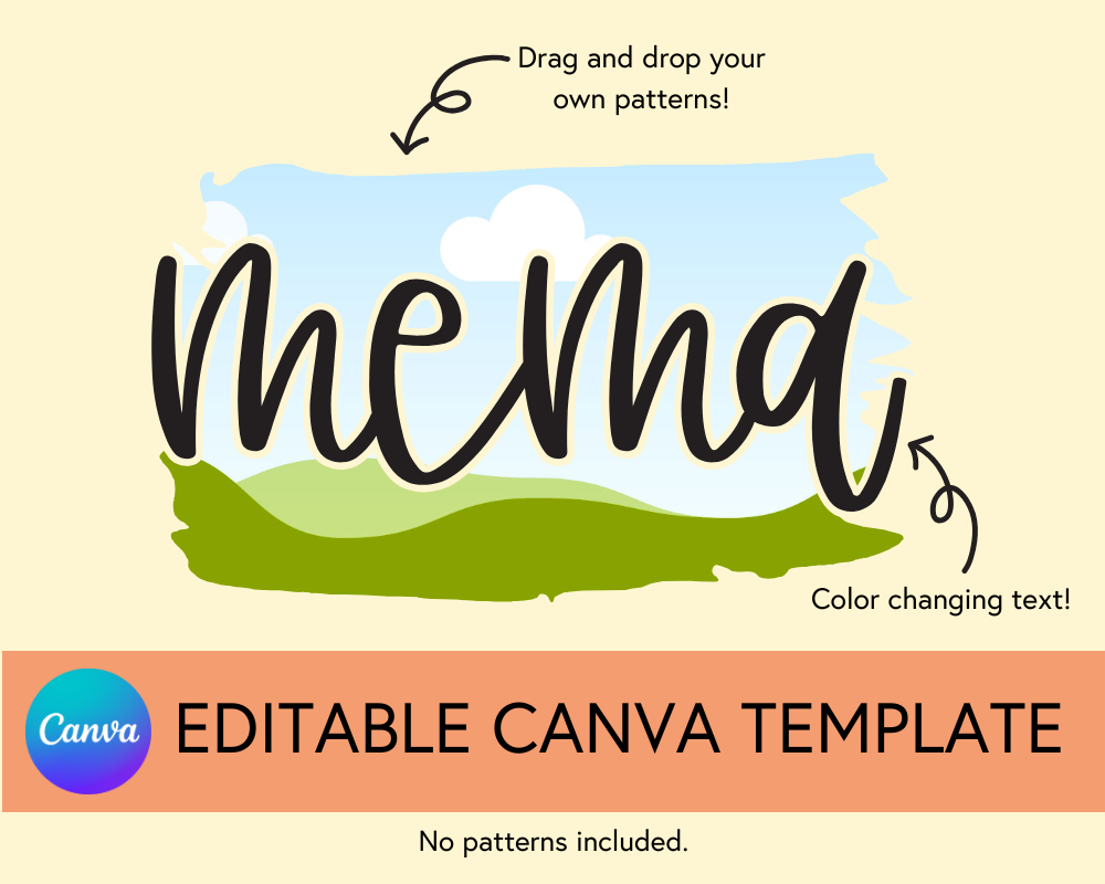 Mema Canva Template, Brushstroke and Round - Digital Download