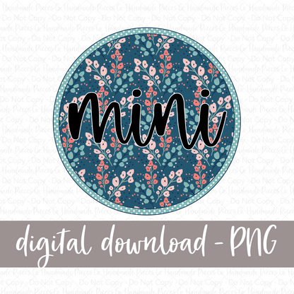 Mini PNG, Circle Bright Floral - Digital Download