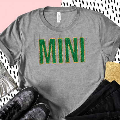 Mini, Chenille - Green with Gold Outline - Digital Download