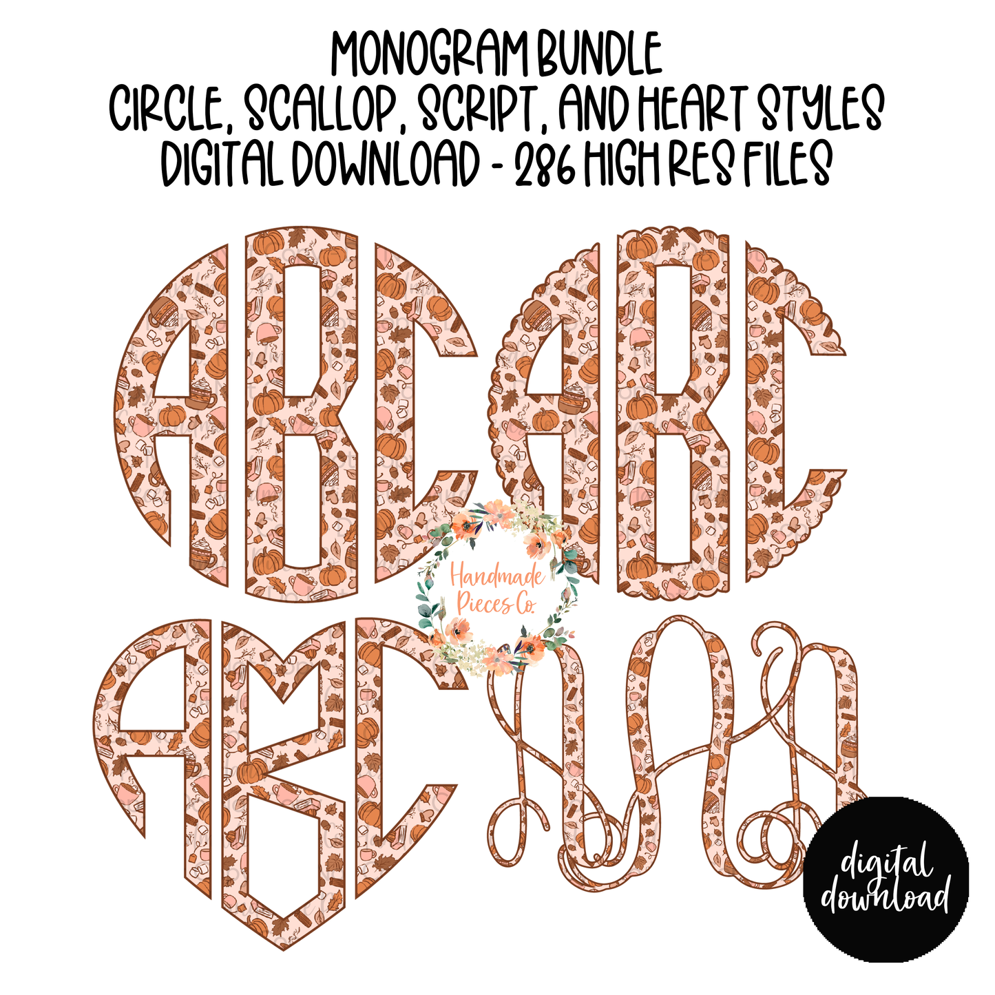 Fall Monogram, Version 1 - Multiple Styles - Digital Download