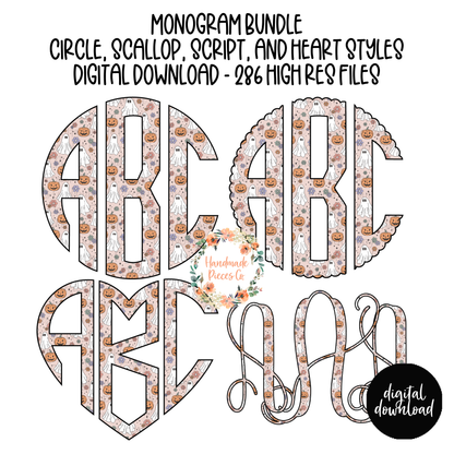 Ghosts and Pumpkins Monogram - Multiple Styles - Digital Download