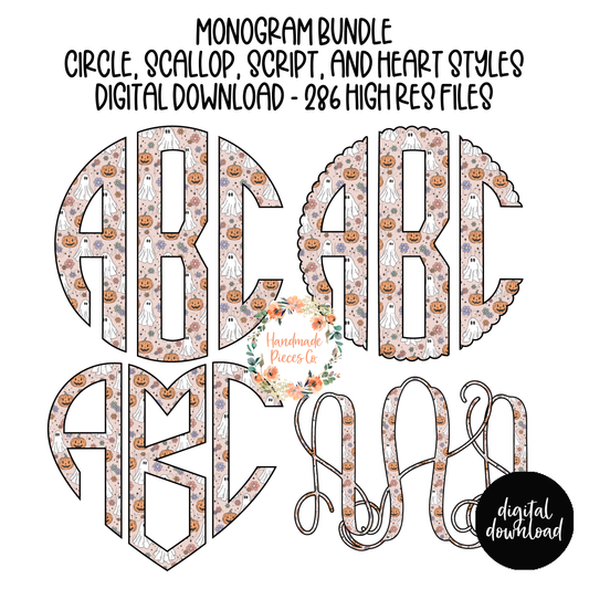 Ghosts and Pumpkins Monogram - Multiple Styles - Digital Download