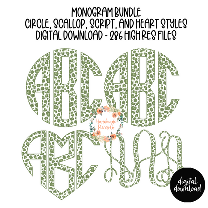 St. Patrick's Monogram, Leopard and Shamrocks - Multiple Styles - Digital Download