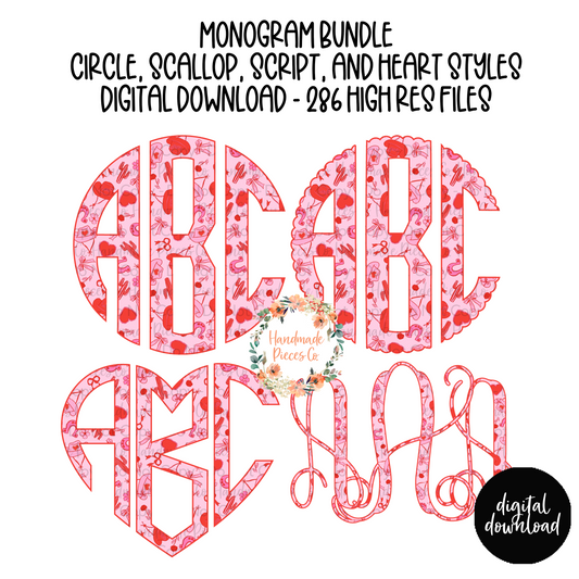 Valentine's Western Monogram - Multiple Styles - Digital Download