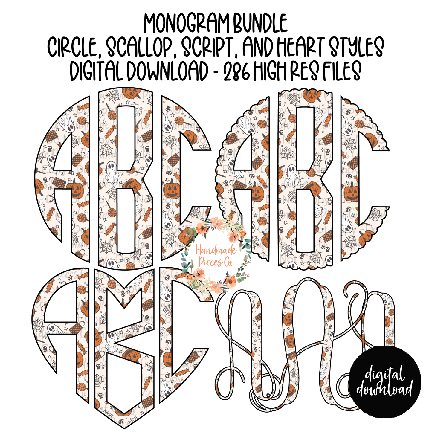Halloween Treats, 2 Monogram - Multiple Styles - Digital Download