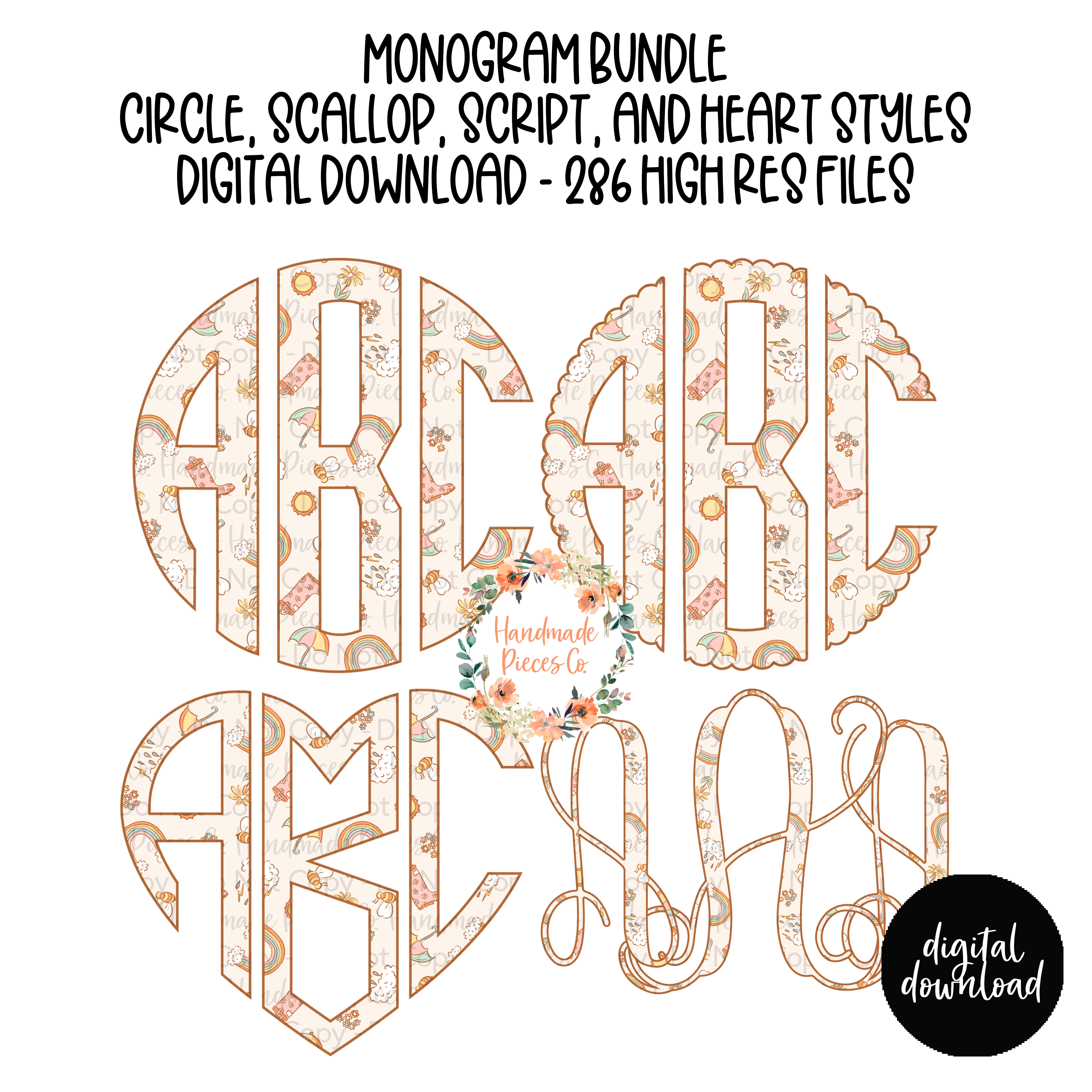 Pastel Spring Time Monogram - Multiple Styles - Digital Download ...