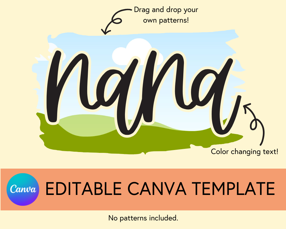 Nana Canva Template, Brushstroke and Round - Digital Download