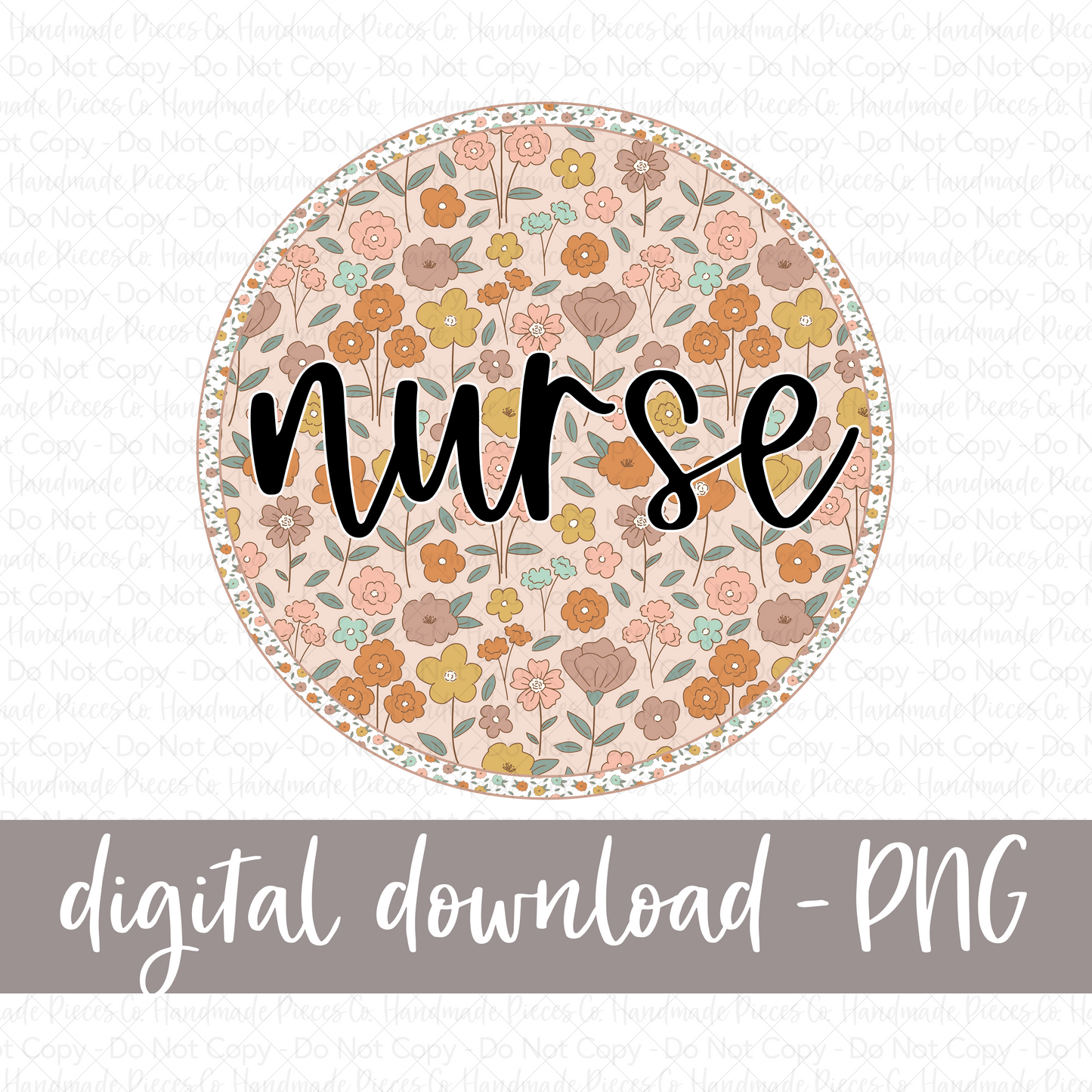 Nurse PNG, Circle Bohemian Spring - Digital Download