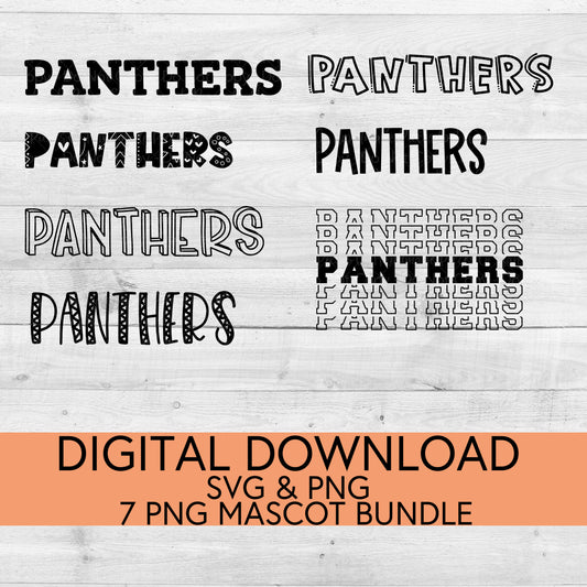 Panthers School Mascot PNG/SVG Bundle - Digital Download