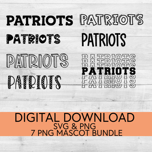Patriots School Mascot PNG/SVG Bundle - Digital Download